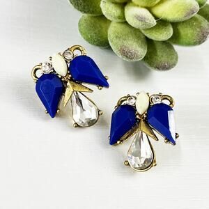 Upcycled J. Crew Blue Art Deco Statement Earrings